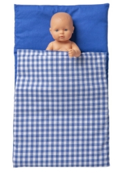 Van Dijk Toys Dekje/Dekbedje voor Poppenwagen – Blauw Geruit