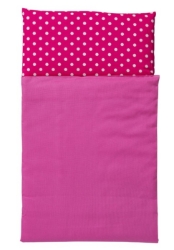 Van Dijk Toys Dekje/Dekbedje voor Poppenwagen – Fuchsia Roze met Witte Stippen