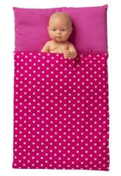 Van Dijk Toys Dekje/Dekbedje voor Poppenwagen – Fuchsia Roze met Witte Stippen