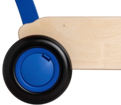 Van Dijk Toys Luxe Houten Loopwagen – Blokkenwagen - Naturel/Blauw – Vanaf 1 jaar