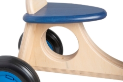 Van Dijk Toys Houten Bakfiets Naturel/Blauw – Vierwieler Kinderloopfiets – Vanaf 1 jaar