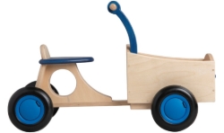 Van Dijk Toys Houten Bakfiets Naturel/Blauw – Vierwieler Kinderloopfiets – Vanaf 1 jaar