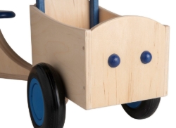 Van Dijk Toys Houten Bakfiets Naturel/Blauw – Vierwieler Kinderloopfiets – Vanaf 1 jaar