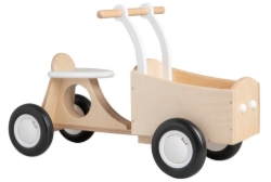 Van Dijk Toys Houten Bakfiets Naturel/Wit – Vierwieler Kinderloopfiets – Vanaf 1 jaar