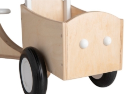 Van Dijk Toys Houten Bakfiets Naturel/Wit – Vierwieler Kinderloopfiets – Vanaf 1 jaar