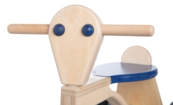 Van Dijk Toys Loopfiets Naturel/Blauw - Houten 4-wieler kinderfiets - Vanaf 1 jaar