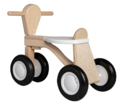 Van Dijk Toys Loopfiets Naturel/Wit - Houten 4-wieler kinderfiets - Vanaf 1 jaar