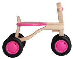 Van Dijk Toys Loopfiets Naturel/Roze - Houten 4-wieler kinderfiets - Vanaf 1 jaar