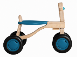 Van Dijk Toys Loopfiets Naturel/Licht Blauw - Houten 4-wieler kinderfiets - Vanaf 1 jaar