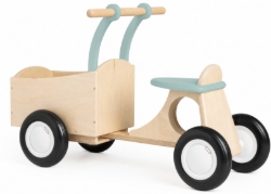Van Dijk Toys Houten Bakfiets Vintage Naturel/Blauw-Groen – Vierwieler Kinderloopfiets – Vanaf 1 jaar