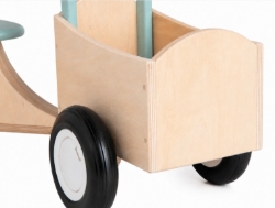 Van Dijk Toys Houten Bakfiets Vintage Naturel/Blauw-Groen – Vierwieler Kinderloopfiets – Vanaf 1 jaar
