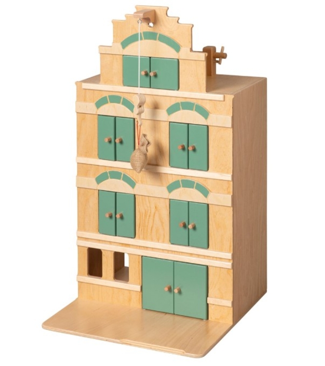 Van Dijk Toys Houten Pakhuis - Naturel/Vintage Groen – Vanaf 2 jaar