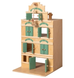 Van Dijk Toys Houten Pakhuis - Naturel/Vintage Groen – Vanaf 2 jaar