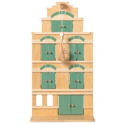 Van Dijk Toys Houten Pakhuis - Naturel/Vintage Groen – Vanaf 2 jaar