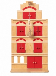 Van Dijk Toys Houten Pakhuis - Naturel/Rood – Vanaf 2 jaar