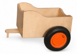 Van Dijk Toys Aanhanger voor Loopfiets – Berkenhout, Naturel/Oranje