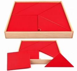 Van Dijk Toys Luxe Tangram Rood – Houten Spel/Puzzel in Kist - Vanaf 3 jaar