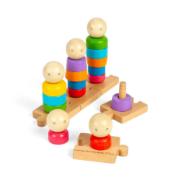 Big Jigs - Montessori Houten Regenboog familie, steken, schroeven, puzzelen en kleuren 100%FSC 1+ BJ37009 Duurzaam speelgoed 5