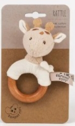 ET-120810 Egmont Toys – Baby Giraffe Leonie Knuffel Rammelaar & Bijtring – 0+ Biokatoen & Hout, 13 cm Duurzaam speelgoed 3