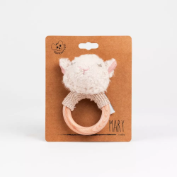 Egmont Toys – Baby Rammelaar & Bijtring - Schaap Mary - Biologisch katoen - Vanaf 0 jr