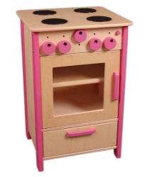 Van Dijk Toys Kinderkeuken Fornuis – Hout Naturel & Roze – vanaf 2 jaar