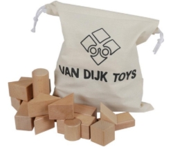 Van Dijk Toys Blokkenset – 37 Beukenhouten Blokken + Opbergzak – 12m+