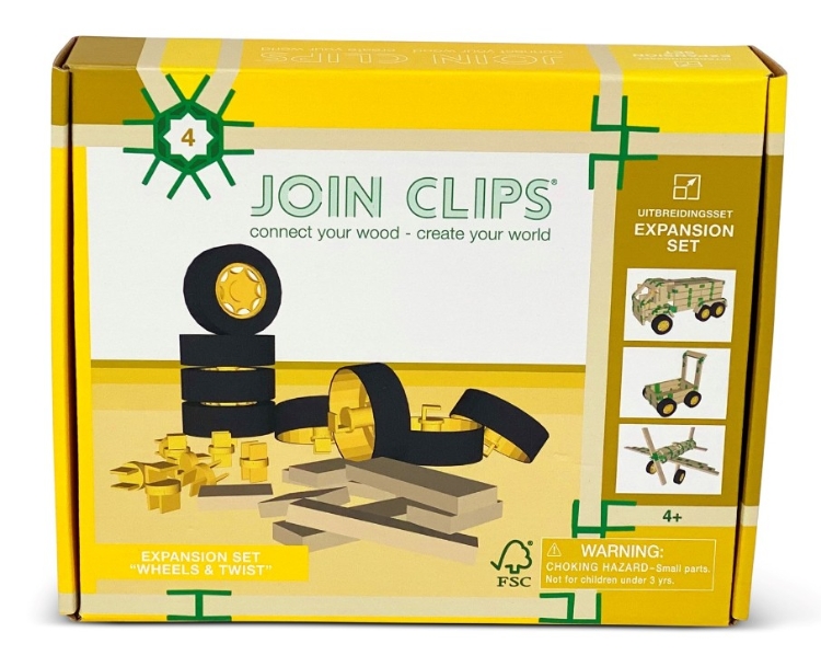 JOIN CLIPS Bouwplankjes 'Wheels and Twist' – Uitbreidingsset Wielen en Draaiclips – Vanaf 4 jaar