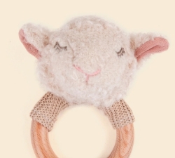 Egmont Toys – Baby Rammelaar & Bijtring - Schaap Mary - Biologisch katoen - Vanaf 0 jr