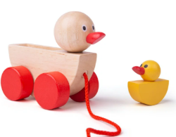 BJ-BJ770 Houten trekfiguur eend met kuiken Duurzaam speelgoed 2