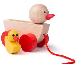 BJ-BJ770 Houten trekfiguur eend met kuiken Duurzaam speelgoed 3