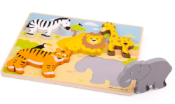 Bigjigs Grote stukken puzzel safaridieren BJ-BJ327 1
