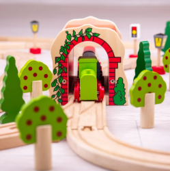 Bigjigs Spoortunnel rood houten treinbaan BJ-BJT135 3