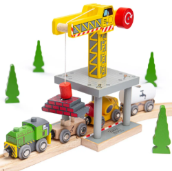 Bigjigs treinbaangebouw gele kraan BJ-BJT175 3