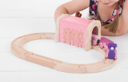 Bigjigs Spoortunnel roze steen houten treinbaan BJ-BJ233 2