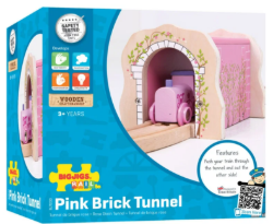 Bigjigs Spoortunnel roze steen houten treinbaan BJ-BJ233 3