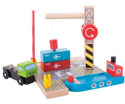 Bigjigs houten treinbaangebouw containeroverslagstation BJ-BJ253 3