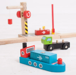 Bigjigs houten treinbaangebouw containeroverslagstation BJ-BJ253 2