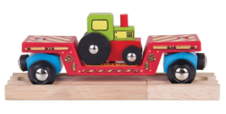 Bigjigs wagen dieplader met tractor houten treinbaan BJ-BJ413 2