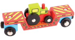 Bigjigs wagen dieplader met tractor houten treinbaan BJ-BJ413 1