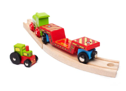 Bigjigs wagen dieplader met tractor houten treinbaan BJ-BJ413 3
