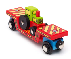 Bigjigs wagen dieplader met tractor houten treinbaan BJ-BJ413 4