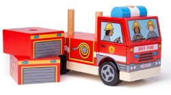 Bigjigs blokken stapelpuzzel Brandweerauto BJ-BB126 1