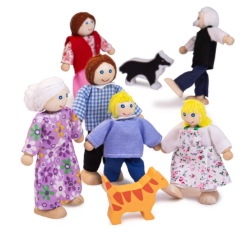Bigjigs poppenhuispoppetjes Familie 6 stuks + hond en kat BJ-JT117 22