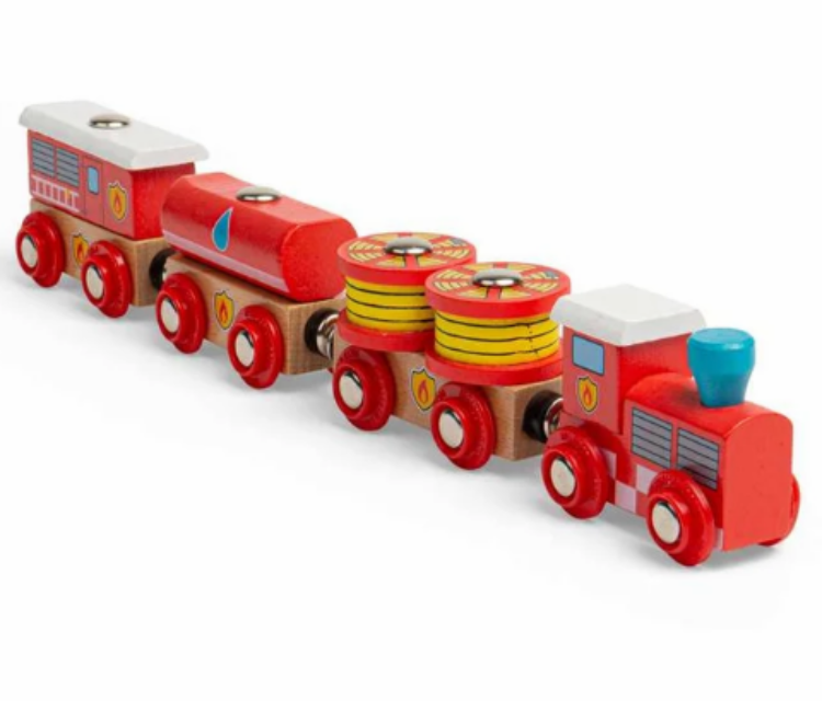 Bigjigs Brandweer trein 3 delig Houten treinbaan BJ-BJT474 1
