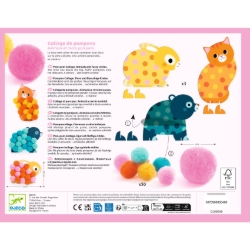Djeco - knutselset - Pomponcollage – Dieren en pomponcirkels - vanaf 18 maanden