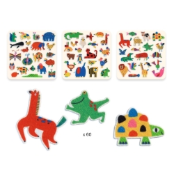 Djeco - stickerset - 60 vilten stickers - Dieren overal! - vanaf 18 maanden