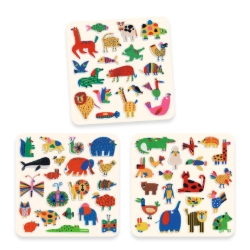 Djeco - stickerset - 60 vilten stickers - Dieren overal! - vanaf 18 maanden