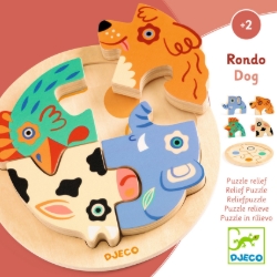 Djeco - houten reliëfpuzzel - Rondo Hond - vanaf 2 jaar