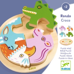 Djeco - houten reliëfpuzzel - Rondo Croco - vanaf 2 jaar