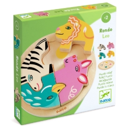 Djeco - houten reliëfpuzzel - Rondo Leo - vanaf 2 jaar